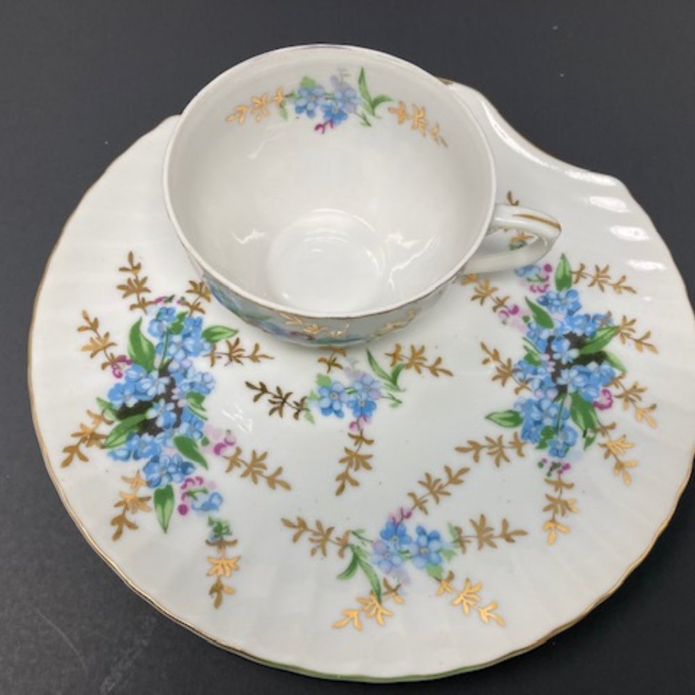 Yamaka YAM86 Elegant Fine China - Snack Plates and Cups - Set of 3